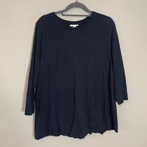 J. Jill Navy Blue 100% Pima Cotton 3/4 Sleeve Tunic Top Size‎ L